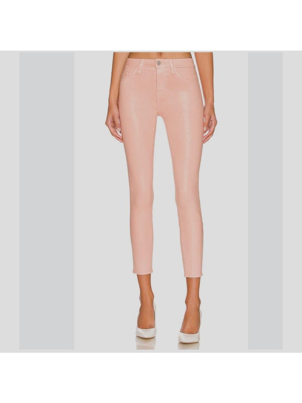 L'AGENCE Jeans Womens 25 Marguerite Dusty Pink Coated High Rise Skinny Jeans